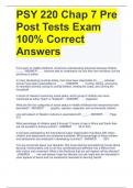 PSY 220 Chap 7 Pre Post Tests Exam 100&percnt; Correct Answers