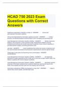 HCAD 750 2023 Exam Questions with Correct Answers 