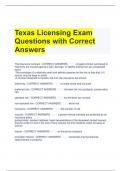 Texas Licensing Exam Questions with Correct Answers 