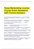 Texas Bartending License Course Exam Questions with Correct Answers