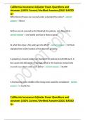 California Insurance Adjuster Exam Questions and Answers &lpar;100&percnt; Correct&sol;Verified Answers&rpar;2023 RATED A&plus;