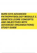 NURS 5315 Advanced Pathophysiology Module 2.2 Genetics (Core Concepts and Objectives with Advanced Organizers)