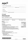 AQA A PSYCHOLOGY PAPER 2 Psychology in context 2023 QUESTION PAPER