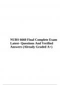 NURS 6660 Final Complete Exam Latest- Questions And Verified Answers (Already Graded A+)