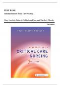 Test Bank - Introduction to Critical Care Nursing, 7th Edition (Sole, 2017), Chapter 1-21 | All Chapters