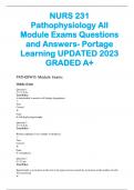 NURS 231 Pathophysiology All Module Exams Questions and Answers- Portage Learning UPDATED 2023 GRADED A+