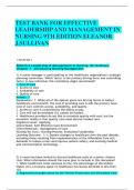 TEST BANK FOR EFFECTIVE LEADERSHIP AND MANAGEMENT IN NURSING 9TH EDITION ELEANOR J&period;SULLIVAN