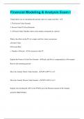 Financial Modeling & Analysis Exam I &vert; Questions with 100&percnt; Correct Answers &vert; Verified