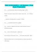 FINC 3310&sol;LEAVELL - All Quizzes - Final Exam Preparation &vert; 287 Questions with 100&percnt; Correct Answers &vert; Verified &vert; 39 Pages