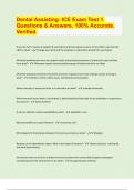 Dental Assisting&colon; ICE Exam Test 1&period; Questions & Answers&period; 100&percnt; Accurate&period; Verified&period; 