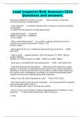 Lead Inspector&sol;Risk Assessor&sol;1810 Questions and answers&period;