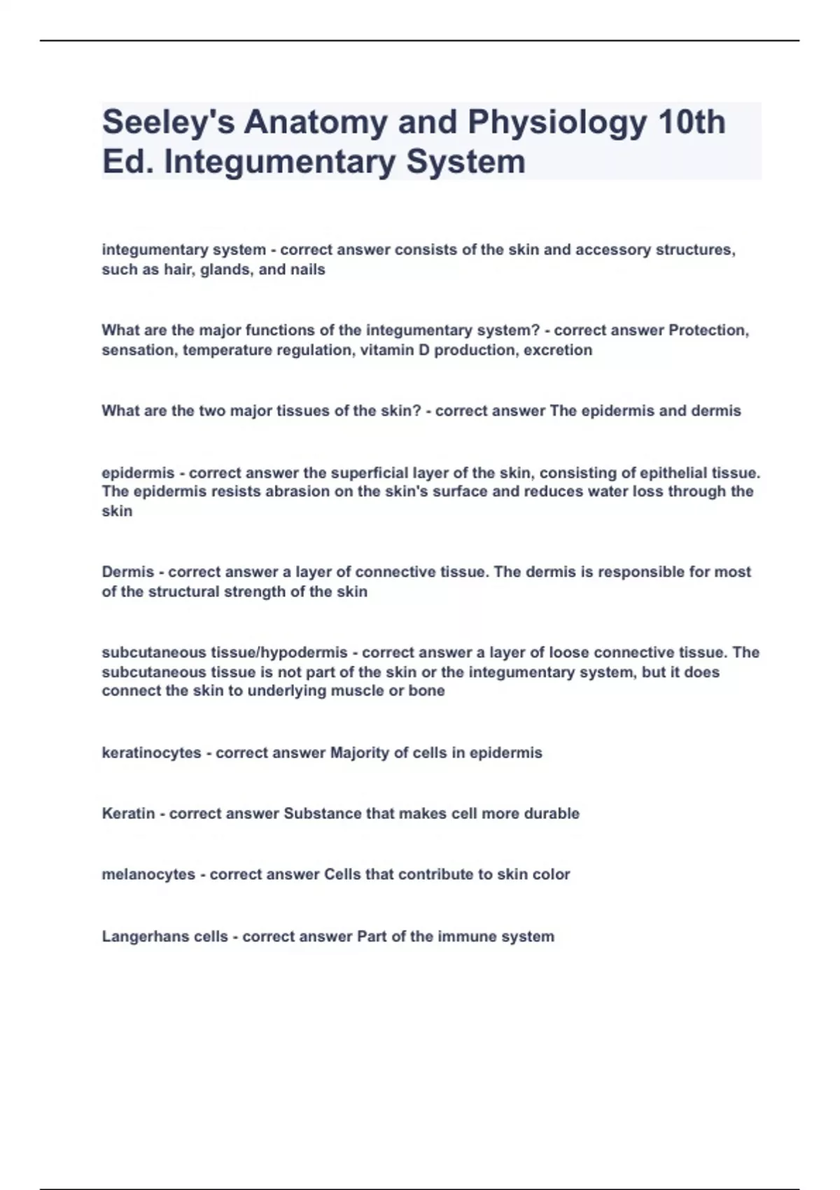 Seeley's Anatomy and Physiology 10th Ed. Integumentary System2023