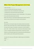 WGU C722 Project Management Unit 8 Quiz &vert; Questions with 100&percnt; Correct Answers &vert; Verified &vert; Latest Update