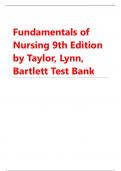Test bank for Fundamentals of Nursing 9th Edition by Taylor, Lynn, Bartlett , all chapters complete 