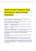 Gold Coast Practice Test Questions and Correct Answers 