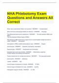 NHA Phlebotomy Exam Questions and Answers All Correct 