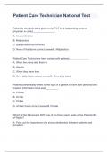 Patient Care Technician National Test exam 2023 with 100&percnt; correct answers