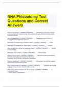 NHA Phlebotomy Test Questions and Correct Answers 