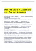 MH 701 Exam 1 Questions and Correct Answers 