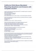 California Child Abuse Mandated Reporting Questions and Answers with complete solution