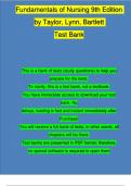 Fundamentals of Nursing 9th Edition by Taylor&comma; Lynn&comma; Bartlett TEST BANK &vert;Complete Chapter 1 - 46 &vert; 100 &percnt; Verified