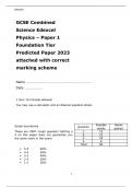 GCSE Combined Science Edexcel Physics – Paper 1 Foundation Tier Predicted Paper 2023 attached with correct marking scheme