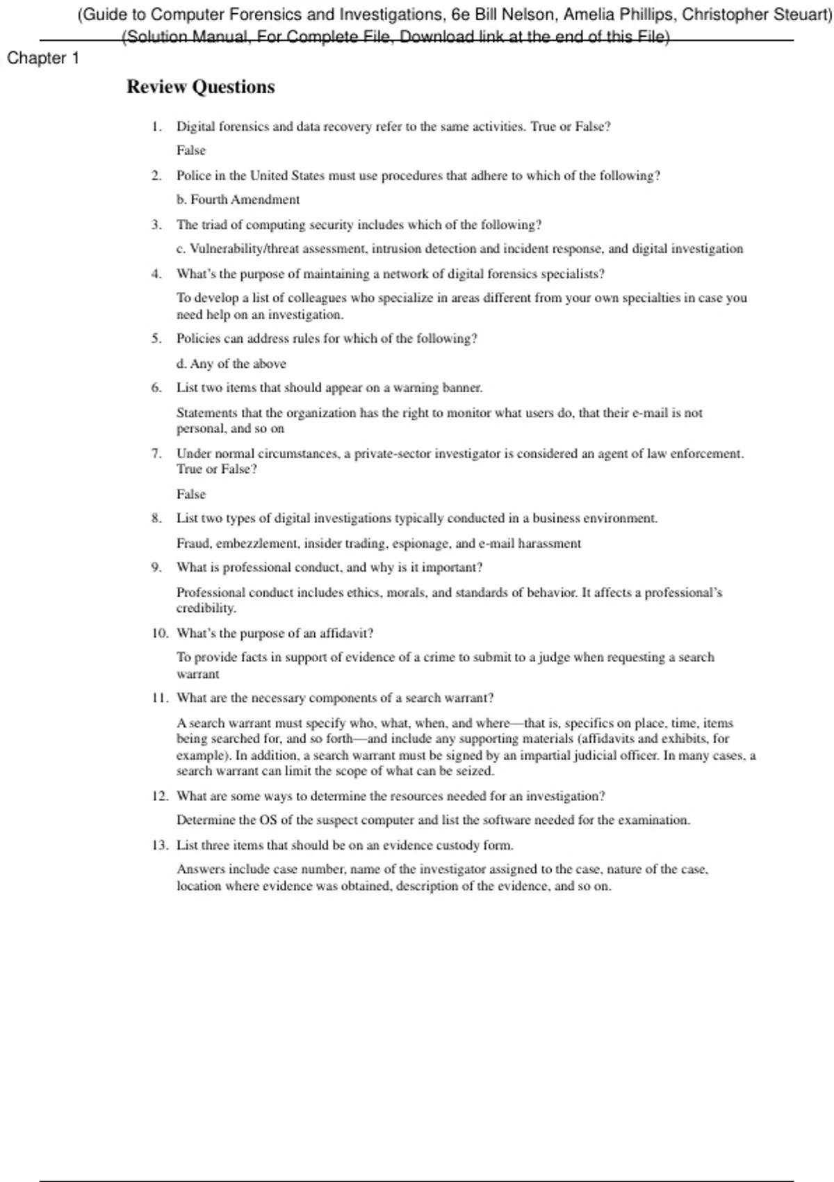 Guide to Computer Forensics and Investigations 6th Edition By Bill ...