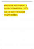 MNM3709 ASSIGNMENT 4 ANSWERS SEMESTER 1 2023 ALL SIX QUESTIONS AND ANSWERS 2023.