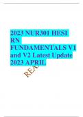 2023 NUR301 HESI RN FUNDAMENTALS V1 and V2 Latest Update 2023 APRIL