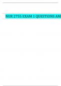 NUR 2755 EXAM 1 QUESTIONS AND ANSWERS| VERIFIED SOLUTION 