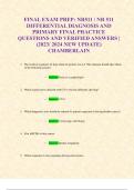 FINAL EXAM PREP: NR511 / NR 511 DIFFERENTIAL DIAGNOSIS AND PRIMARY FINAL PRACTICE QUESTIONS AND VERIFIED ANSWERS | (2023/ 2024 NEW UPDATE) CHAMBERLAIN