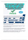 VATI Greenlight COMPLETED  &sol; STUDY SET LATEST UPDATE QUESTIONS AND VERIFIED ANSWERS GRADED A