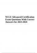 NCLE Practice Test Questions with Answers Already Graded A+ 2023-2024 | NCLE Exam Questions And Answers | 100% Correct Latest 2023-2024 & NCLE Advanced Certification Exam Questions With Correct Answers for 2023-2024 Complete Study Guide
