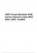 CBET Exam Questions With Correct Answers Latest 2023- 2024 | 100% Verified 