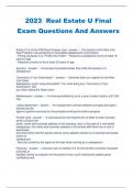 Real Estate U Final Exam Questions And Answers 2022/2023