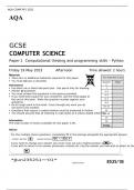 AQA  GCSE COMPUTER SCIENCE	 RATING Paper 1 Computational thinking and programming skills – Python MAY 2023