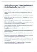 ORELA Elementary Education Subtest 1&colon; Social Studies Correct 100&percnt;