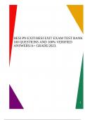 HESI PN EXIT&sol;HESI EXIT EXAM TEST BANK 160 QUESTIONS AND 100&percnt; VERIFIED ANSWERS&sol;A&plus; GRADE&sol;2023&period;