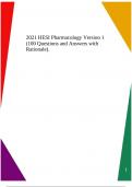 2021 HESI Pharmacology Version 1 &lpar;100 Questions and Answers with Rationale&rpar;&period;