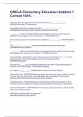ORELA Elementary Education Subtest 1 Correct 100&percnt;