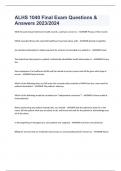 ALHS 1040 Final Exam Questions & Answers 2023&sol;2024