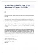ALHS 1040- Review for Final Exam Questions & Answers 2023&sol;2024