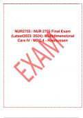 NUR2755 / NUR 2755 Final Exam (Latest 2023/ 2024): Multidimensional Care IV / MDC 4 - Rasmussen