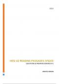 HESI A2 READING PASSAGES (V1&V2) - QUESTIONS & ANSWERS (GRADED A+) UPDATED VERSION 2023