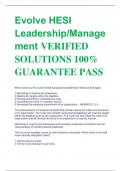 Evolve HESI  Leadership&sol;Management VERIFIED  SOLUTIONS 100&percnt;  GUARANTEE PASS