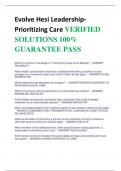 Evolve Hesi LeadershipPrioritizing Care VERIFIED  SOLUTIONS 100&percnt;  GUARANTEE PASS