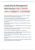 Leadership & Management  HESI Practice SOLUTIONS  100&percnt; CORRECT ANSWERS