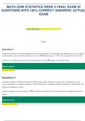 MATH 225N STATISTICS WEEK 6 FINAL EXAM 25  QUESTIONS WITH 100&percnt; CORRECT ANSWERS&sol; ACTUAL  EXAM