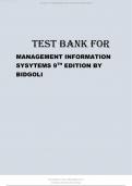 TEST BANK FOR MANAGEMENT INFORMATION SYSYTEMS 9TH EDITION BY BIDGOLI.
