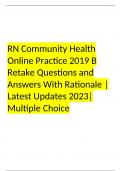  RN Community Health Online Practice 2019 B Retake Questions and Answers With Rationale |Latest Updates 2023|Multiple Choice